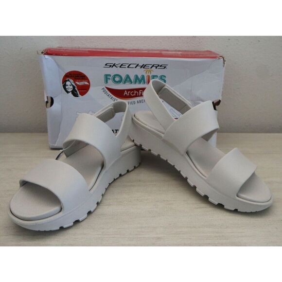 Skechers Foamies Women's Sz 6 Natural ArchFit Footsteps Day Dream Sandals SIB - Picture 1 of 12